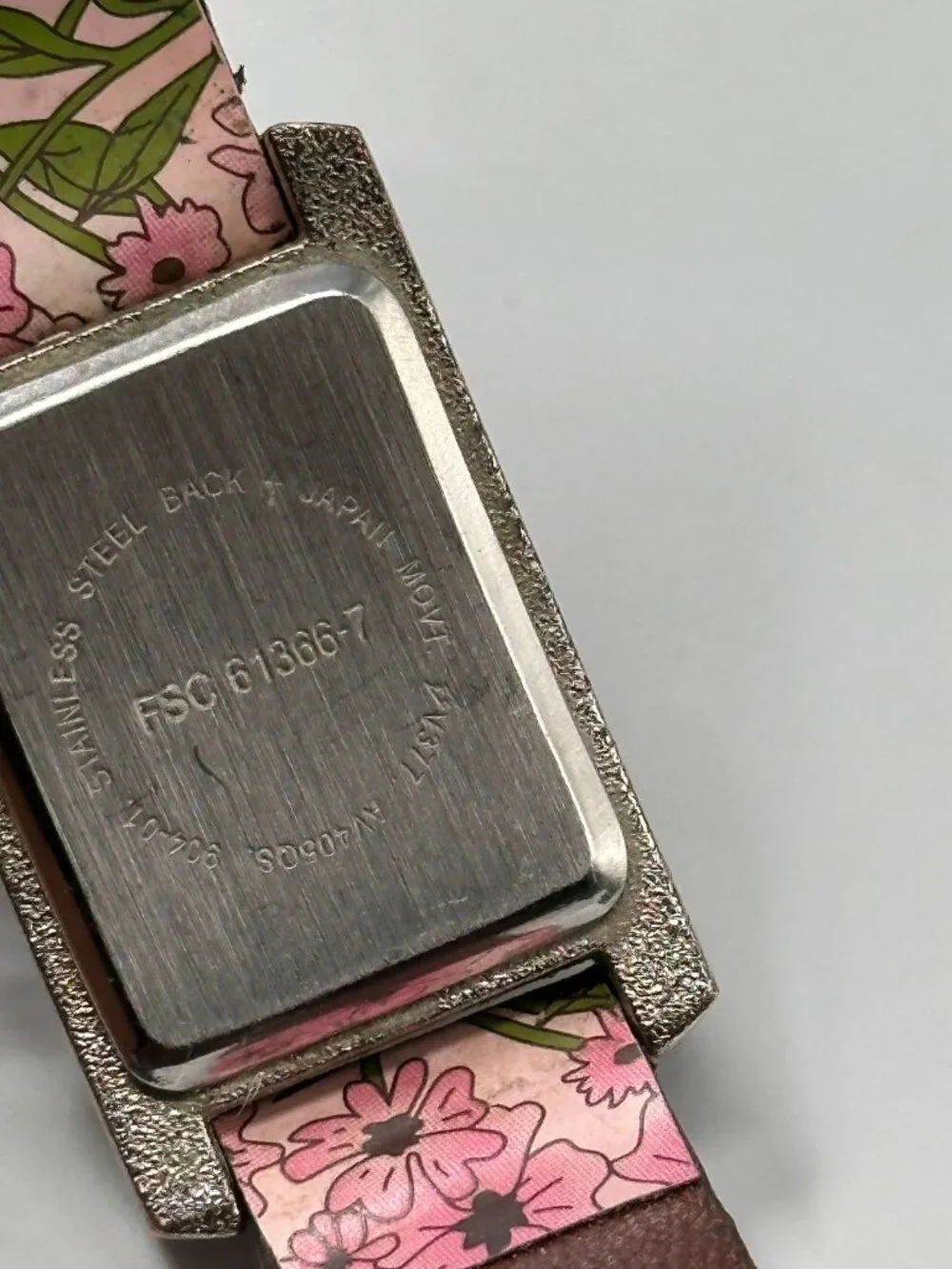 3/$30 Women Watch Silver Pink Mother of Pearl Dial Floral Leather Band Works